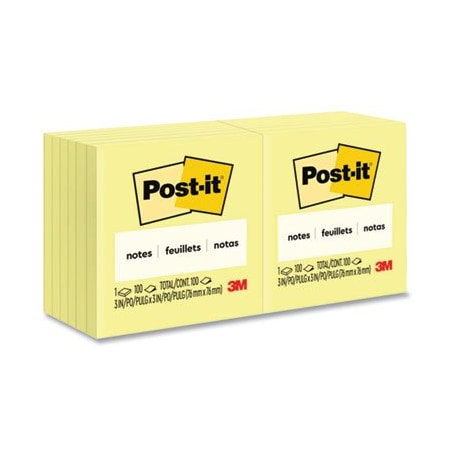 3M Post-it Notes, Original Pads, 3inx3in, 12PK 654YW